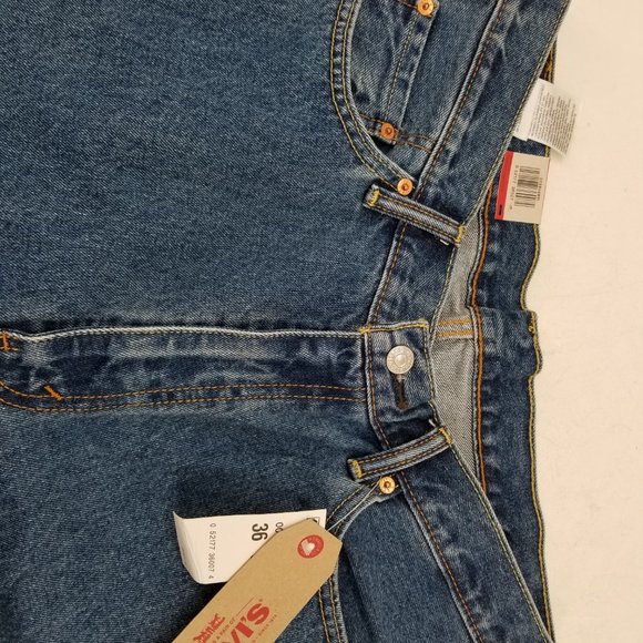 Levi's Blue Cotton 505 Relaxed Flat Front Straight Leg Jeans Mens  Size  36 x 34 - Picture 6 of 7